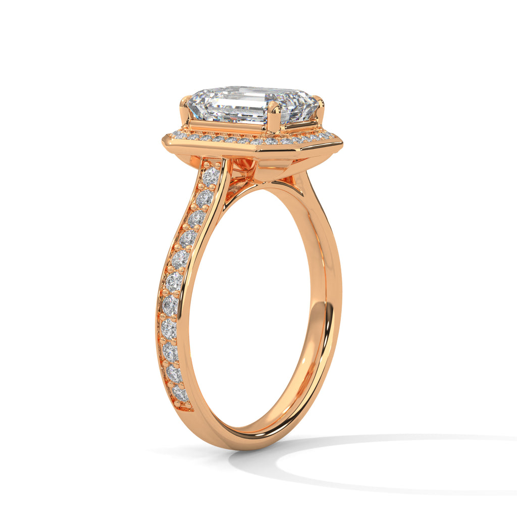 Silvia Solitaire Halo Ring