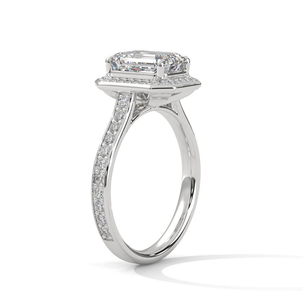 Silvia Solitaire Halo Ring