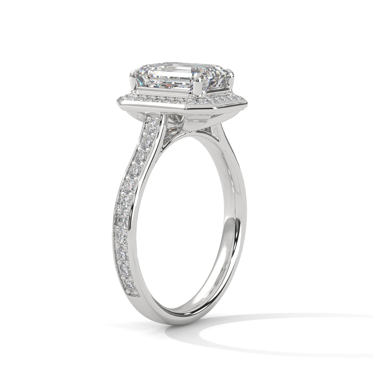 Silvia Solitaire Halo Ring