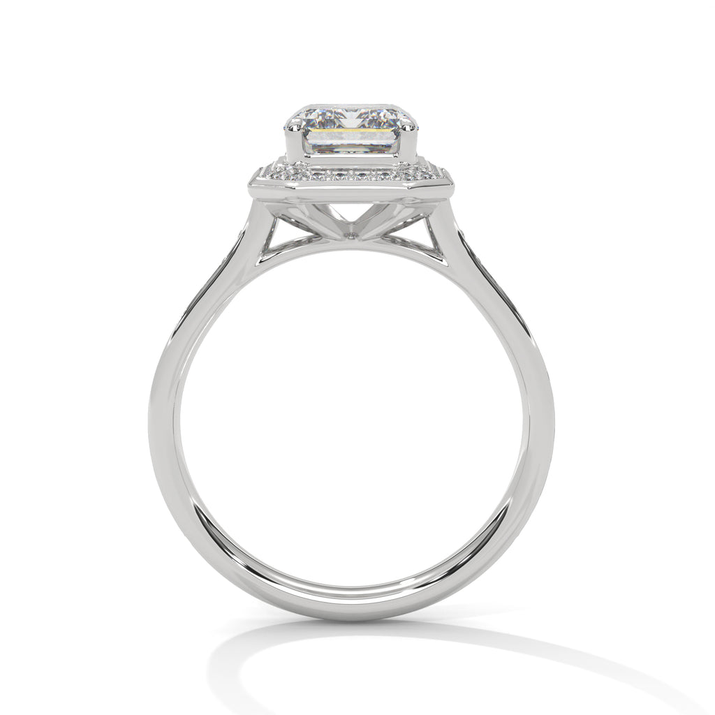 Silvia Solitaire Halo Ring