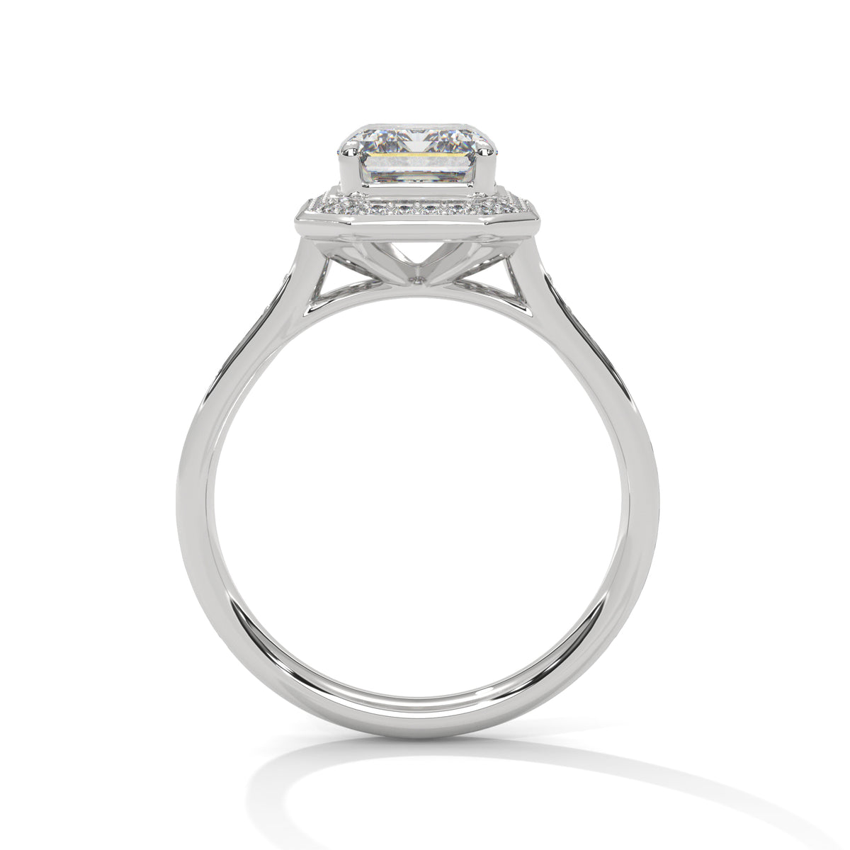 Silvia Solitaire Halo Ring