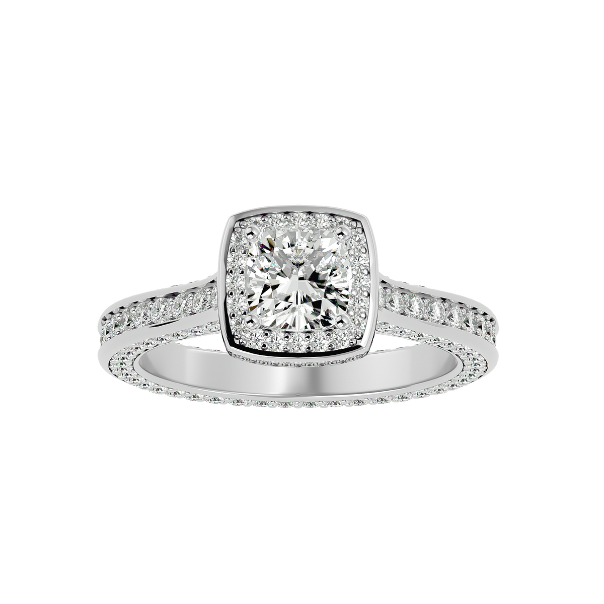 Coretta Solitaire Halo Ring