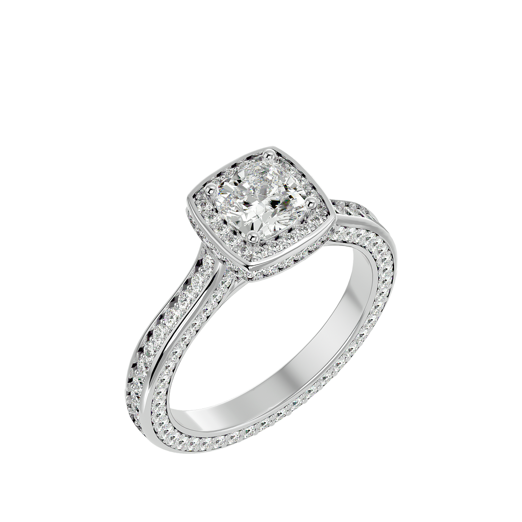 Coretta Solitaire Halo Ring