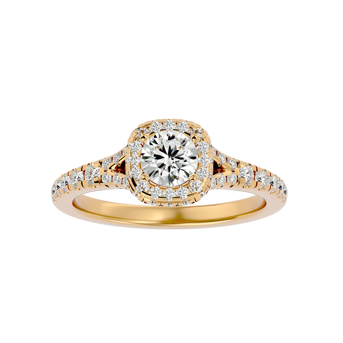 Emilia Solitaire Halo Ring