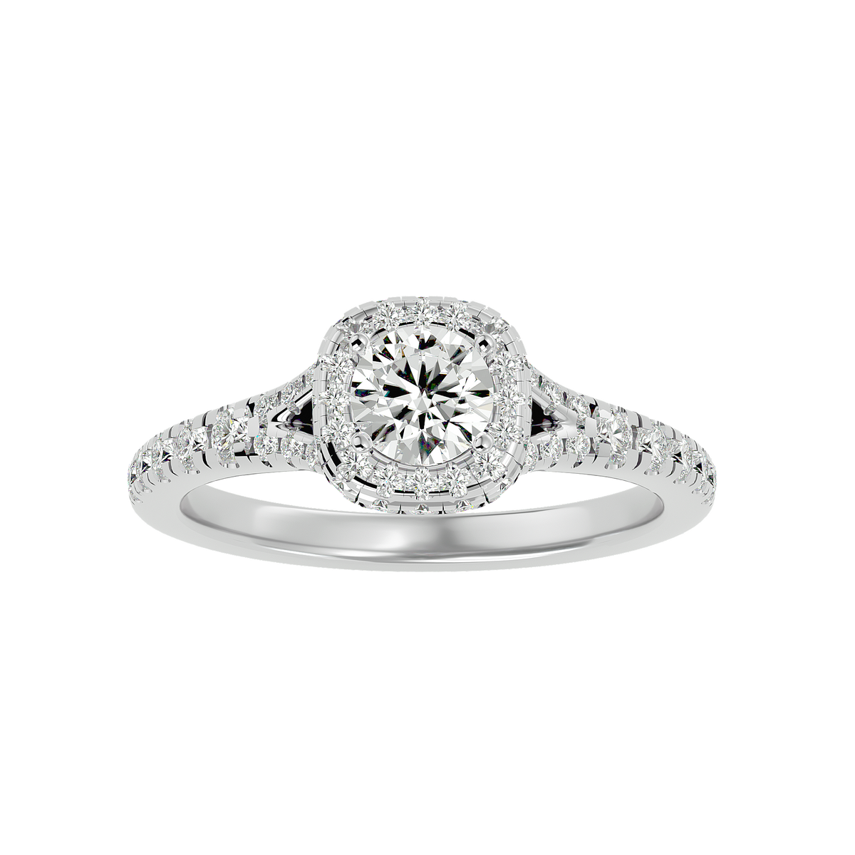 Emilia Solitaire Halo Ring