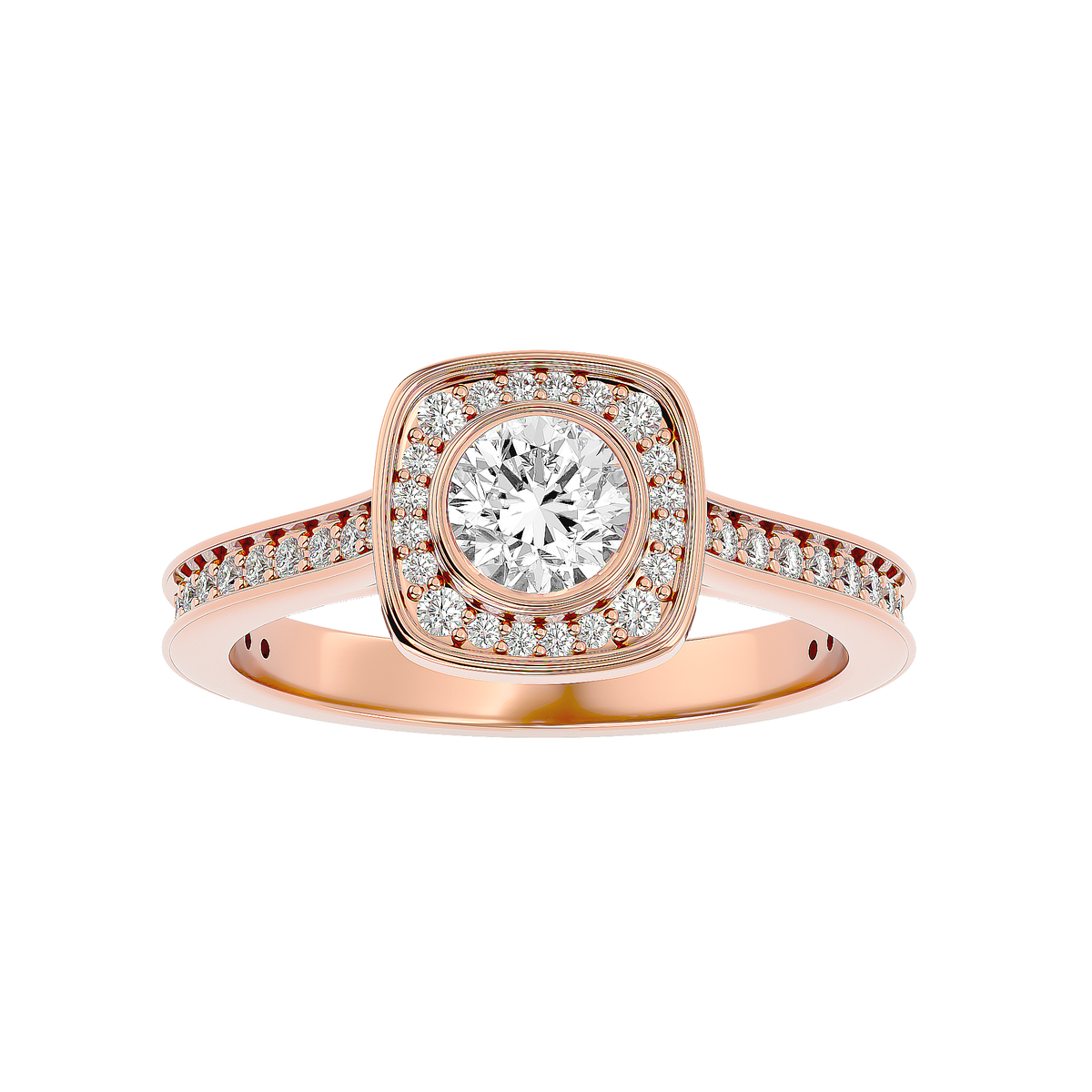 Emmanuella Solitaire Halo Ring