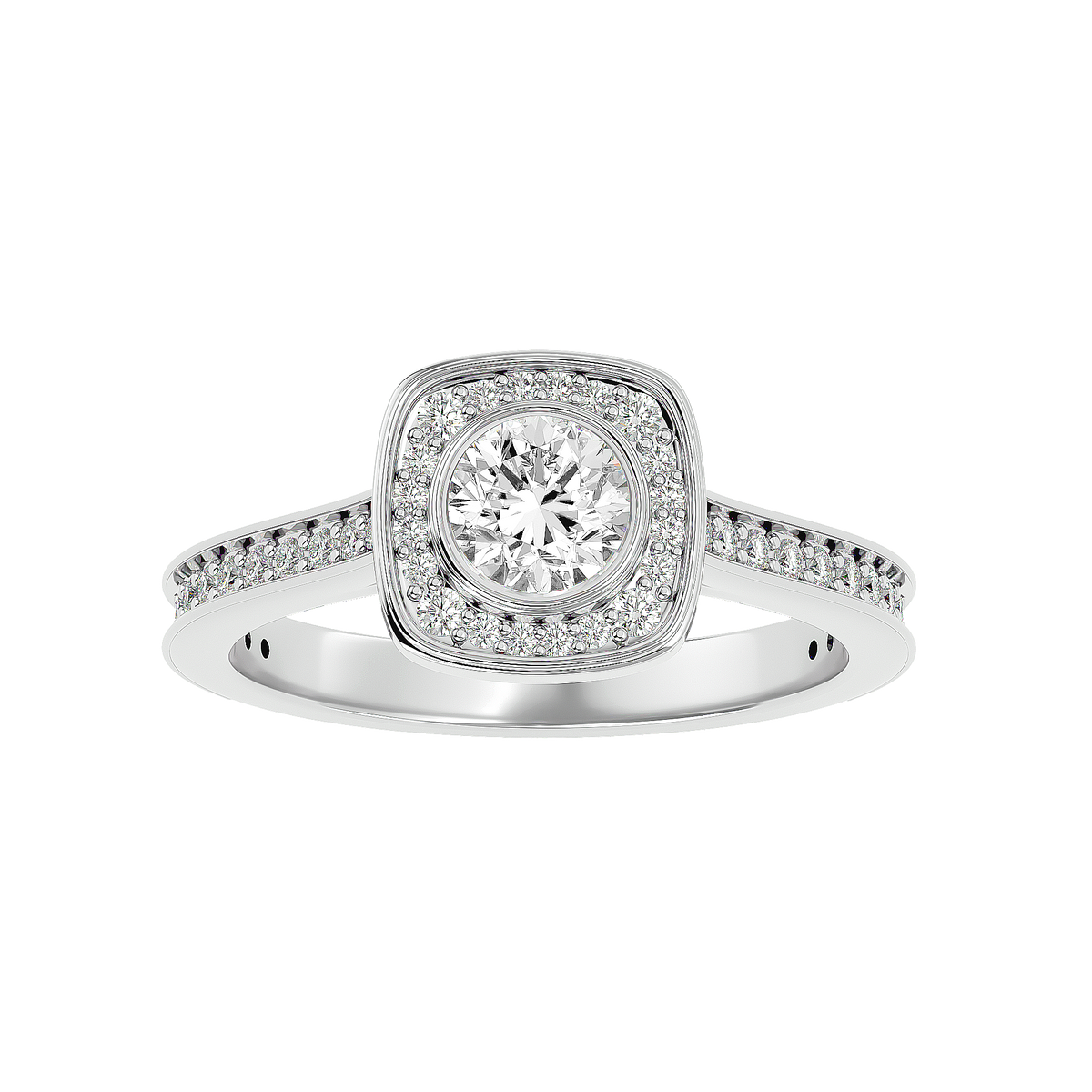 Emmanuella Solitaire Halo Ring