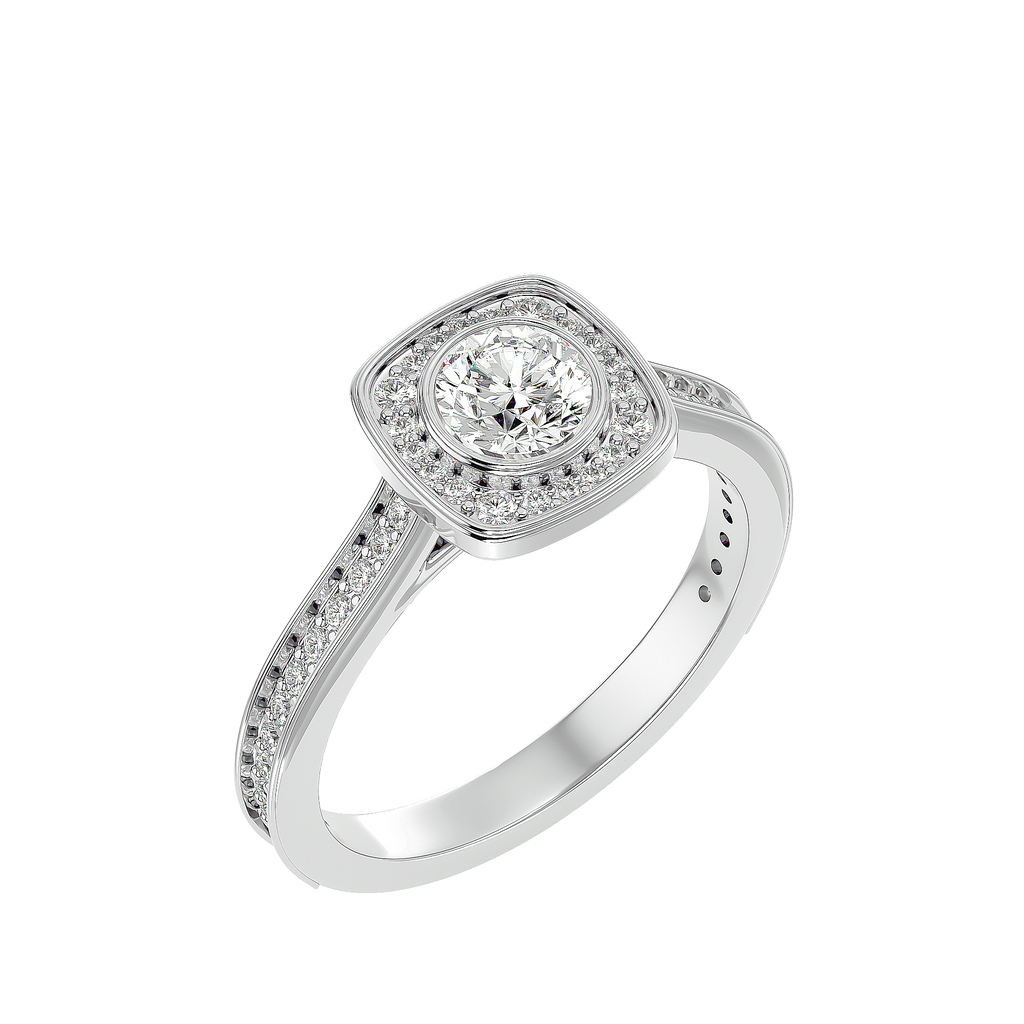 Emmanuella Solitaire Halo Ring