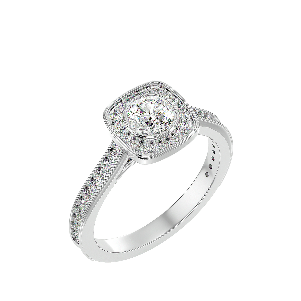 Emmanuella Solitaire Halo Ring