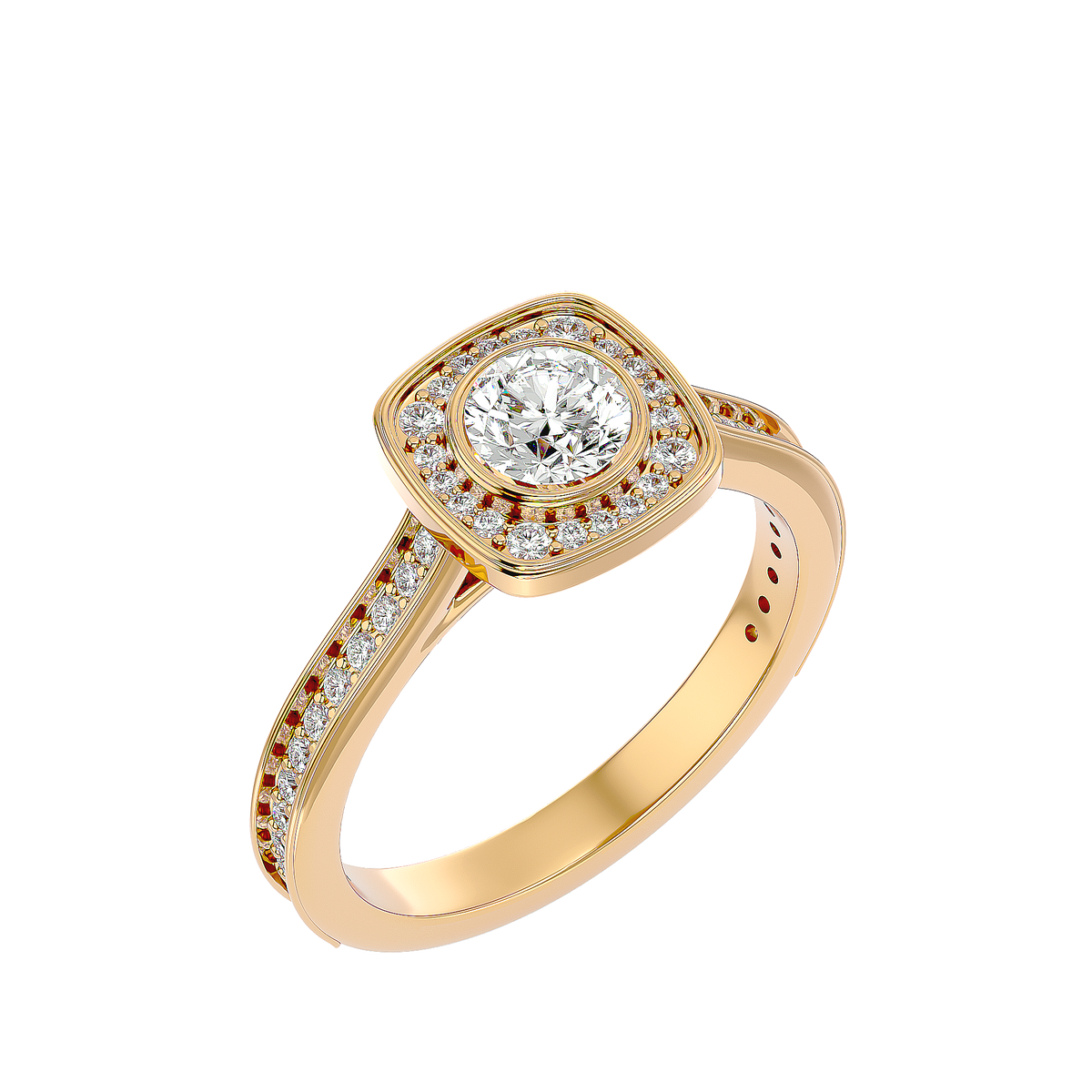 Emmanuella Solitaire Halo Ring