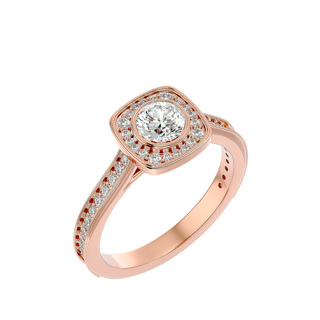 Emmanuella Solitaire Halo Ring