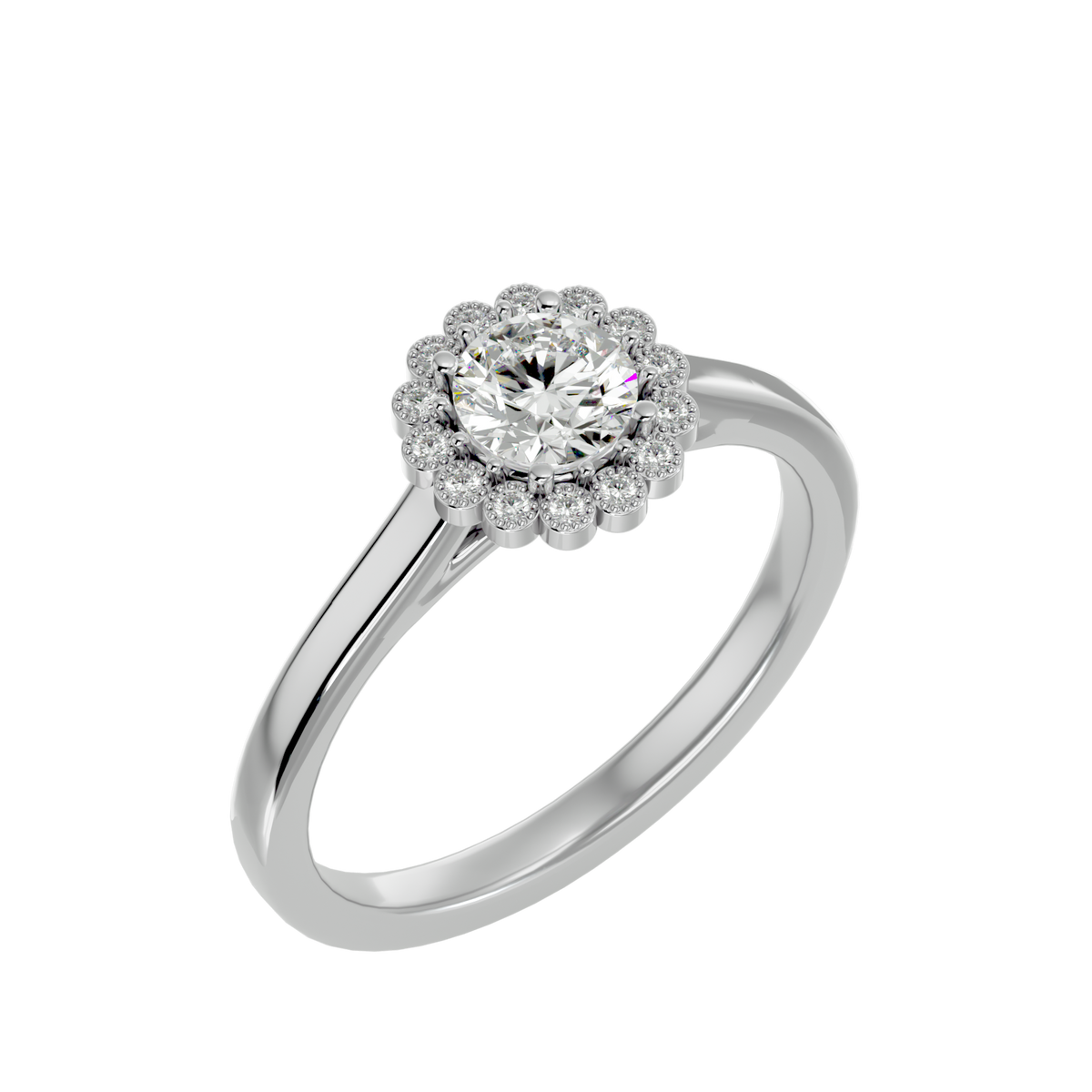 Florence Solitaire Halo Ring