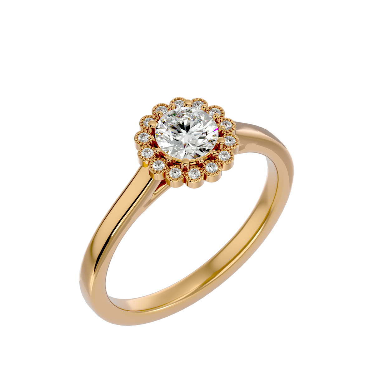 Florence Solitaire Halo Ring