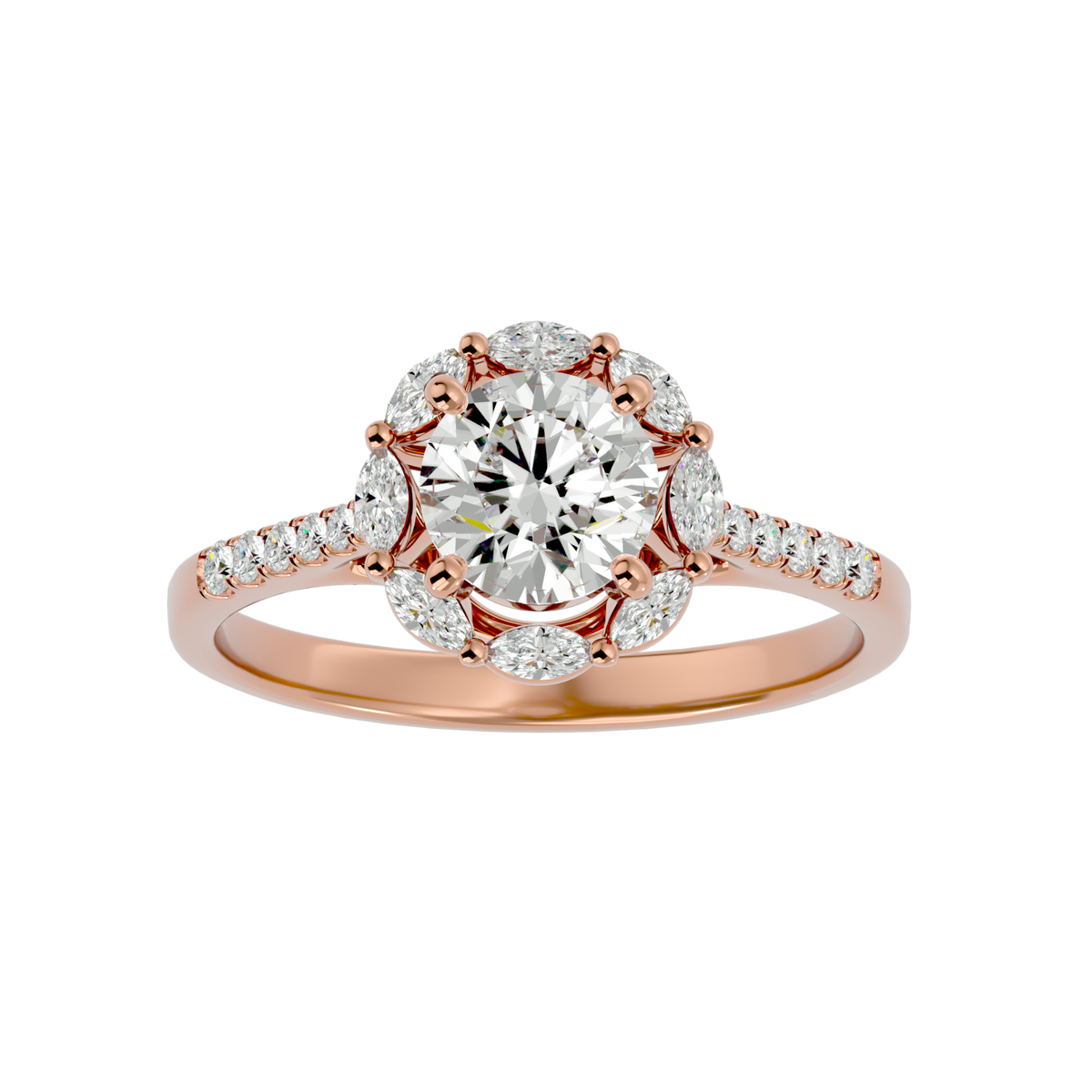 Francesca Solitaire Halo Ring