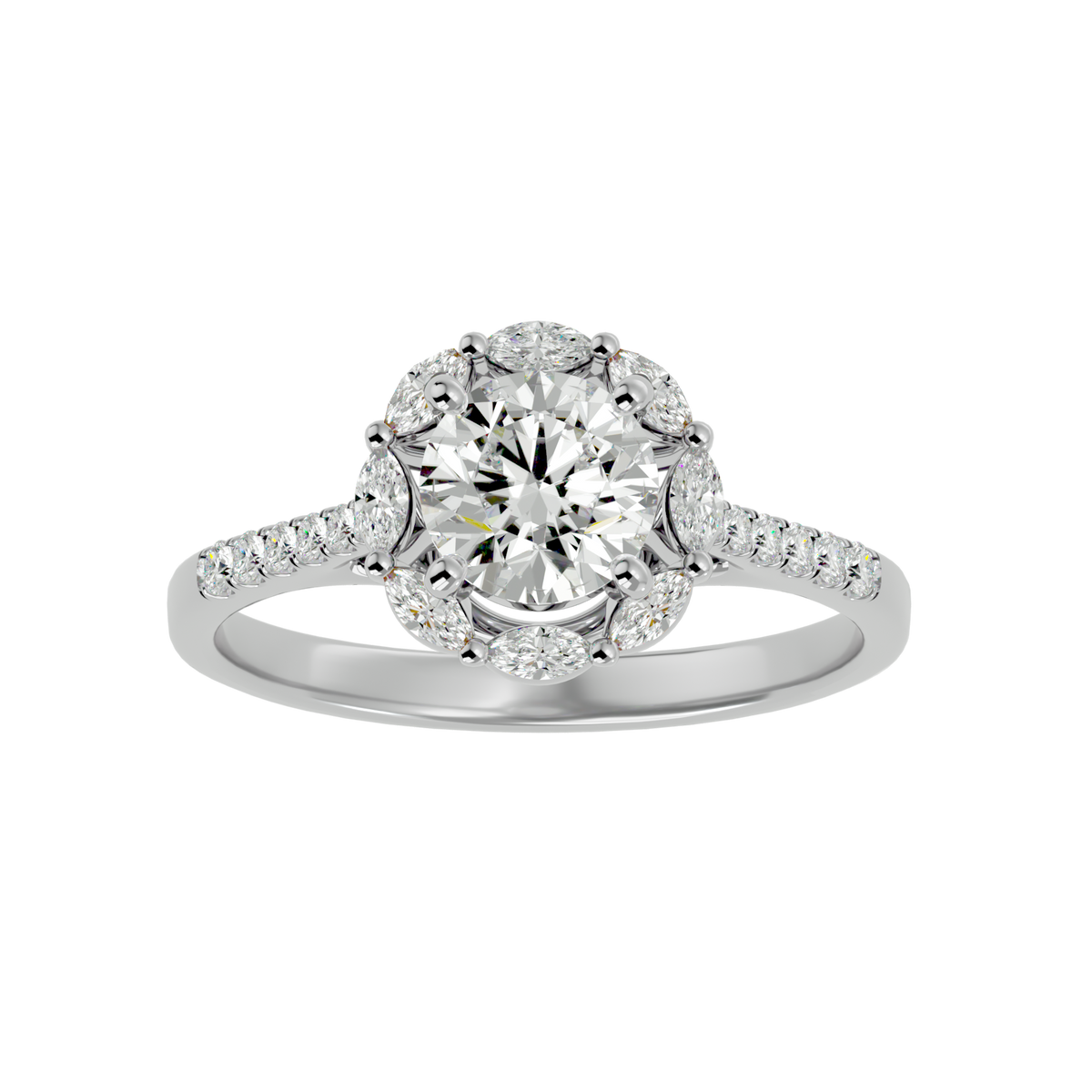 Francesca Solitaire Halo Ring
