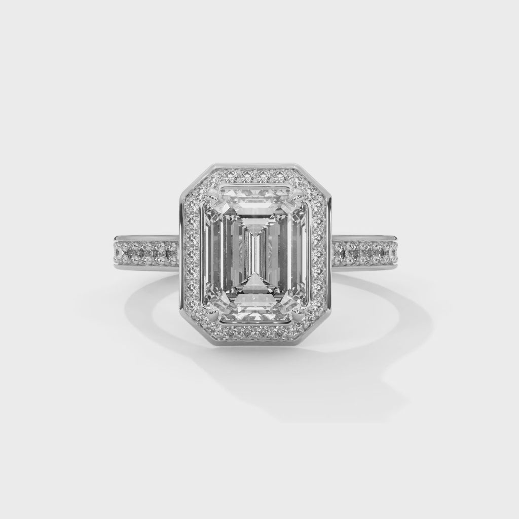 Silvia Solitaire Halo Ring